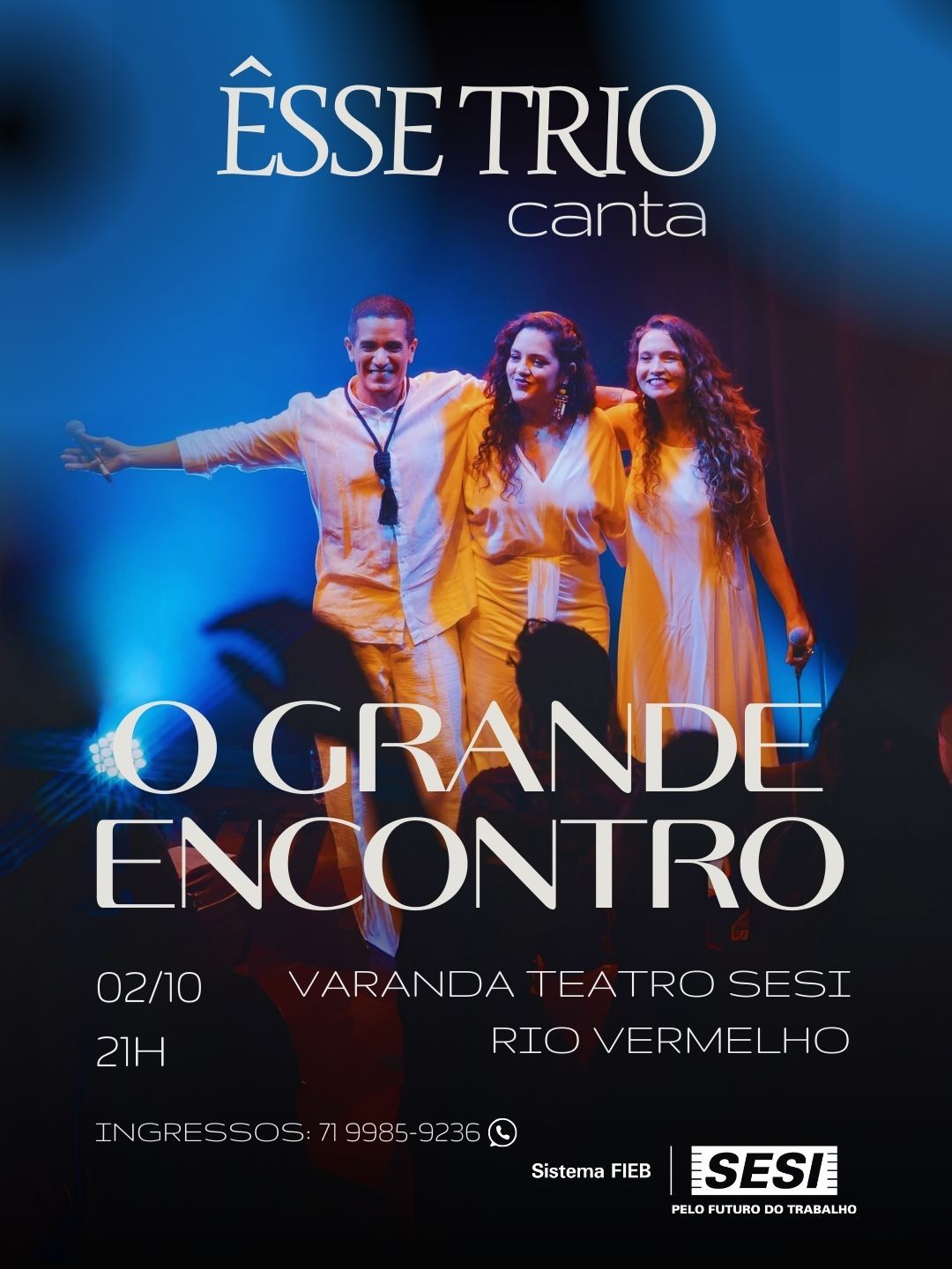 O espetáculo Êsse Trio Canta o Grande Encontro é inspirado no projeto que uniu Elba Ramalho, Zé Ramalho, Alceu Valença e Geraldo Azevedo. | Foto: Divulgação