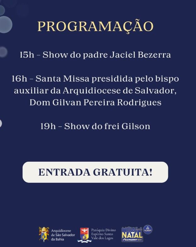 Programa&ccedil;&atilde;o do show de Frei Gilson em Salvador. Foto: Redes sociais