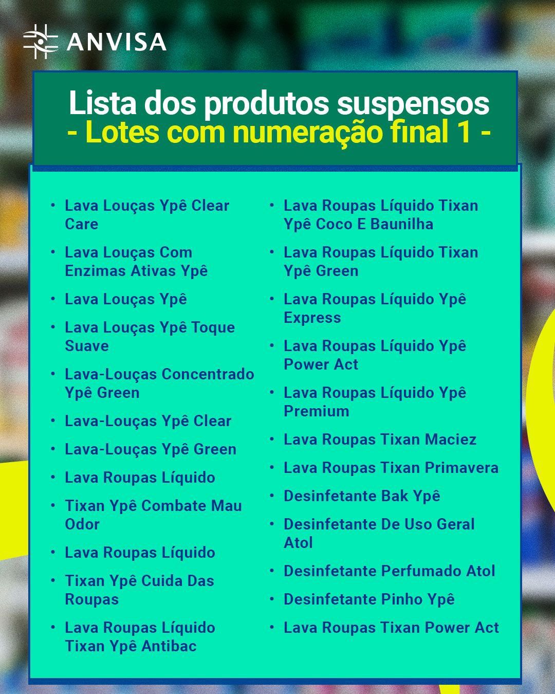 O &oacute;rg&atilde;o orienta que consumidores n&atilde;o utilizem os produtos afetados por seguran&ccedil;a. | Foto: Anvisa/Divulga&ccedil;&atilde;o