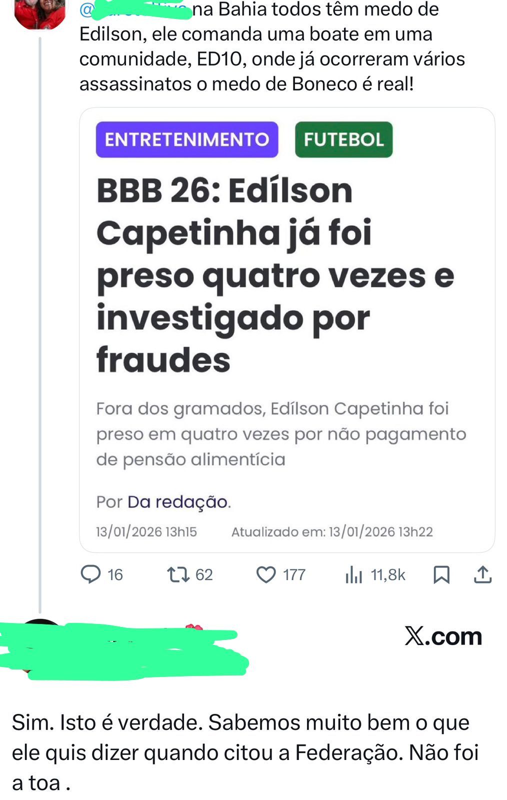 Ap&oacute;s Edilson Capetinha agredir Leandro no BBB 26 pol&ecirc;micas envolvendo o ex-atleta voltaram a chamar a aten&ccedil;&atilde;o. | Foto: Redes Sociais