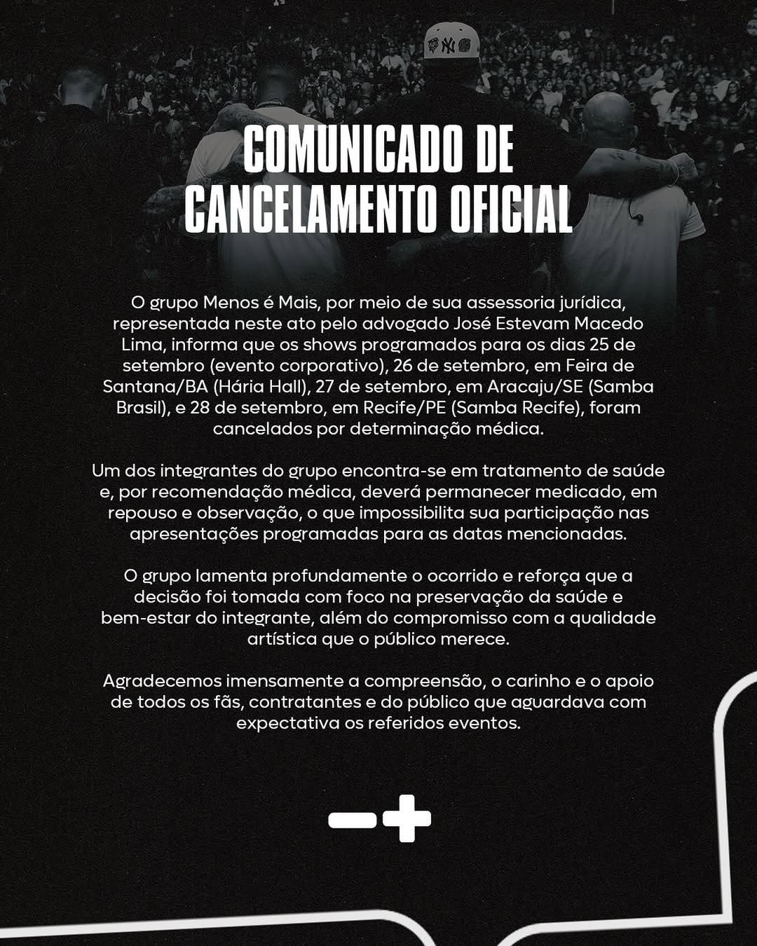 Menos E Mais Cancelamento Shows Bahia