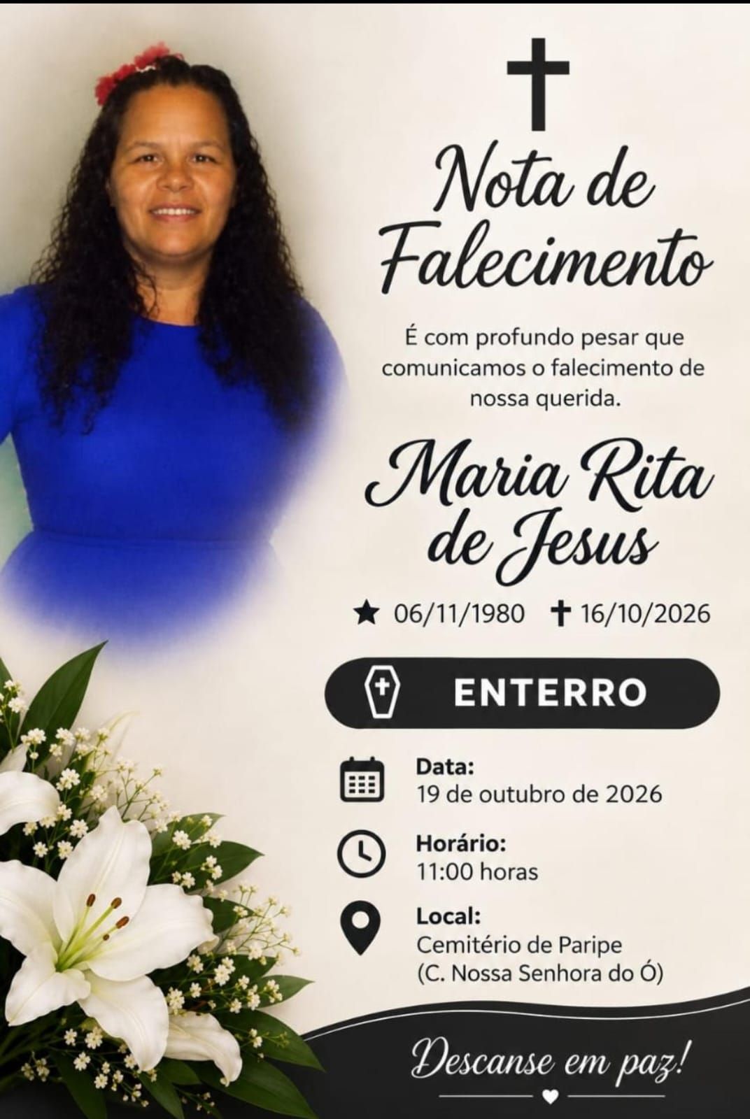 Maria Rita dos Santos deixa nove filhos. | Foto: Arquivo Pessoal