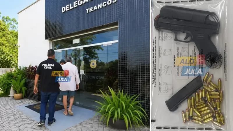 Italiano apontou arma para oficial de Justi&ccedil;a e acabou preso durante avalia&ccedil;&atilde;o de im&oacute;vel em Trancoso, na Bahia. | Foto: Al&ocirc; Juca