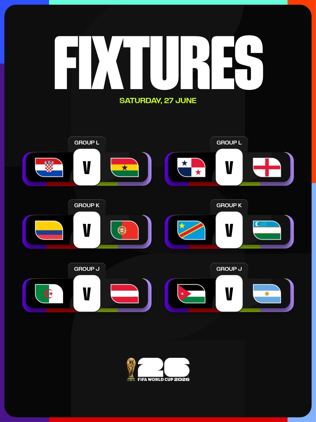 Ao todo, seis partidas ser&atilde;o disputadas ao longo do dia. | Foto: FIFA