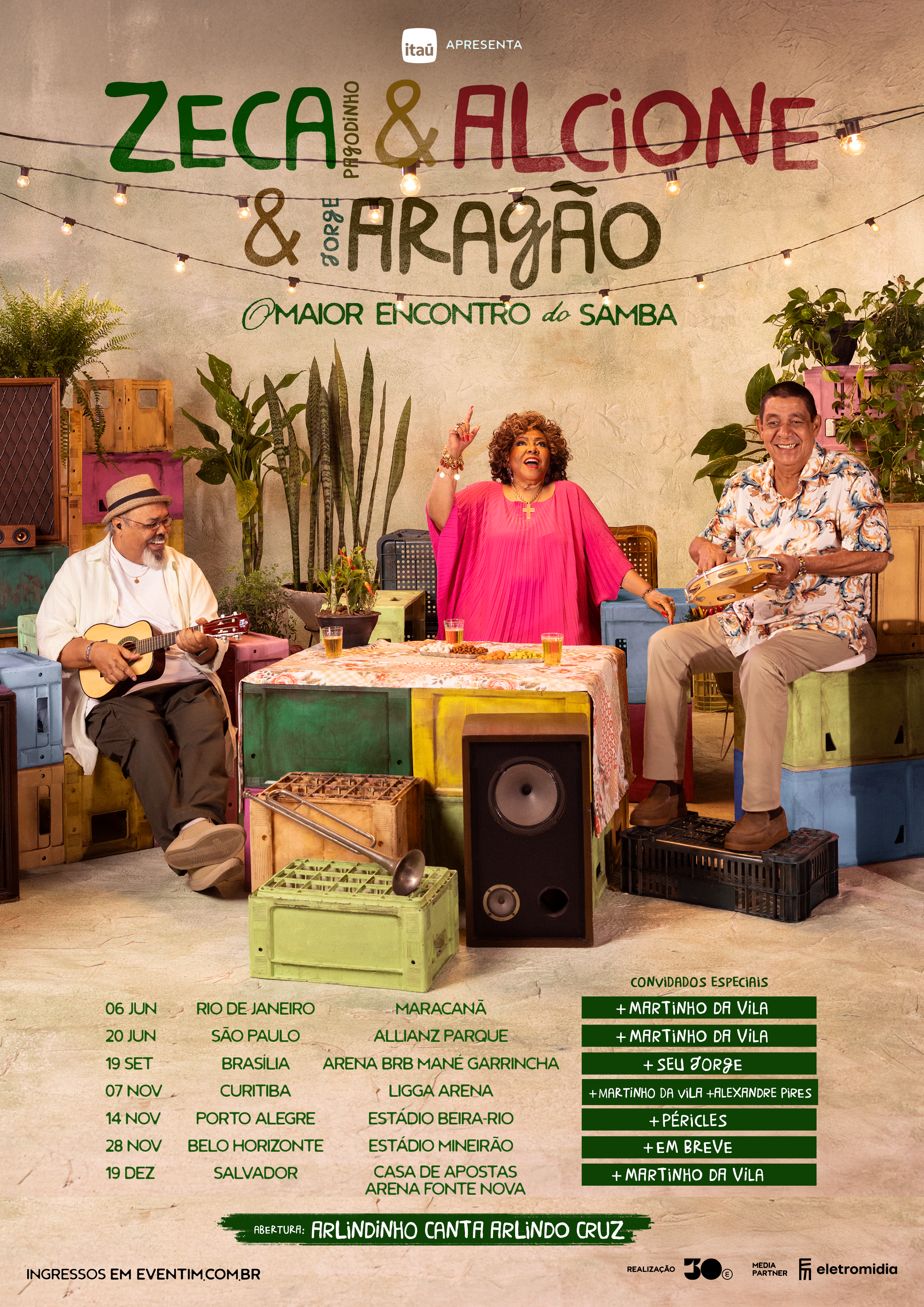 Salvador entrou no roteiro de O Maior Encontro do Samba, que vai reunir Alcione, Jorge Arag&atilde;o e Zeca Pagodinho. | Foto: Divulga&ccedil;&atilde;o