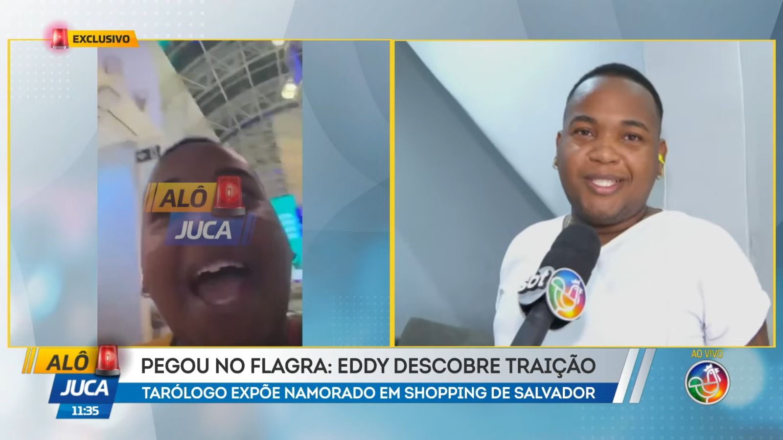 O tar&oacute;logo Eddy chamou aten&ccedil;&atilde;o nas redes sociais ap&oacute;s expor uma suposta trai&ccedil;&atilde;o dentro de um shopping em Salvador. | Foto: Reprodu&ccedil;&atilde;o/TV Aratu