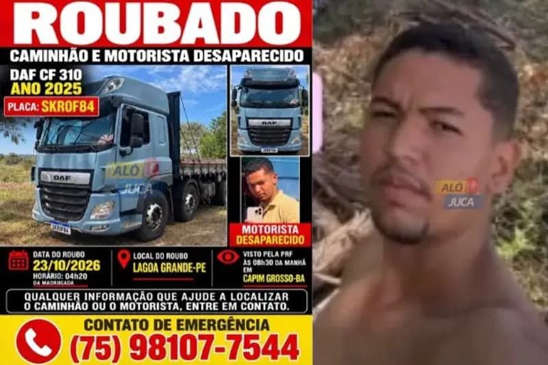 O motorista Roberto Jesus da Silva Filho, de 22 anos, desapareceu na madrugada desta sexta-feira (23). | Foto: Divulga&ccedil;&atilde;o