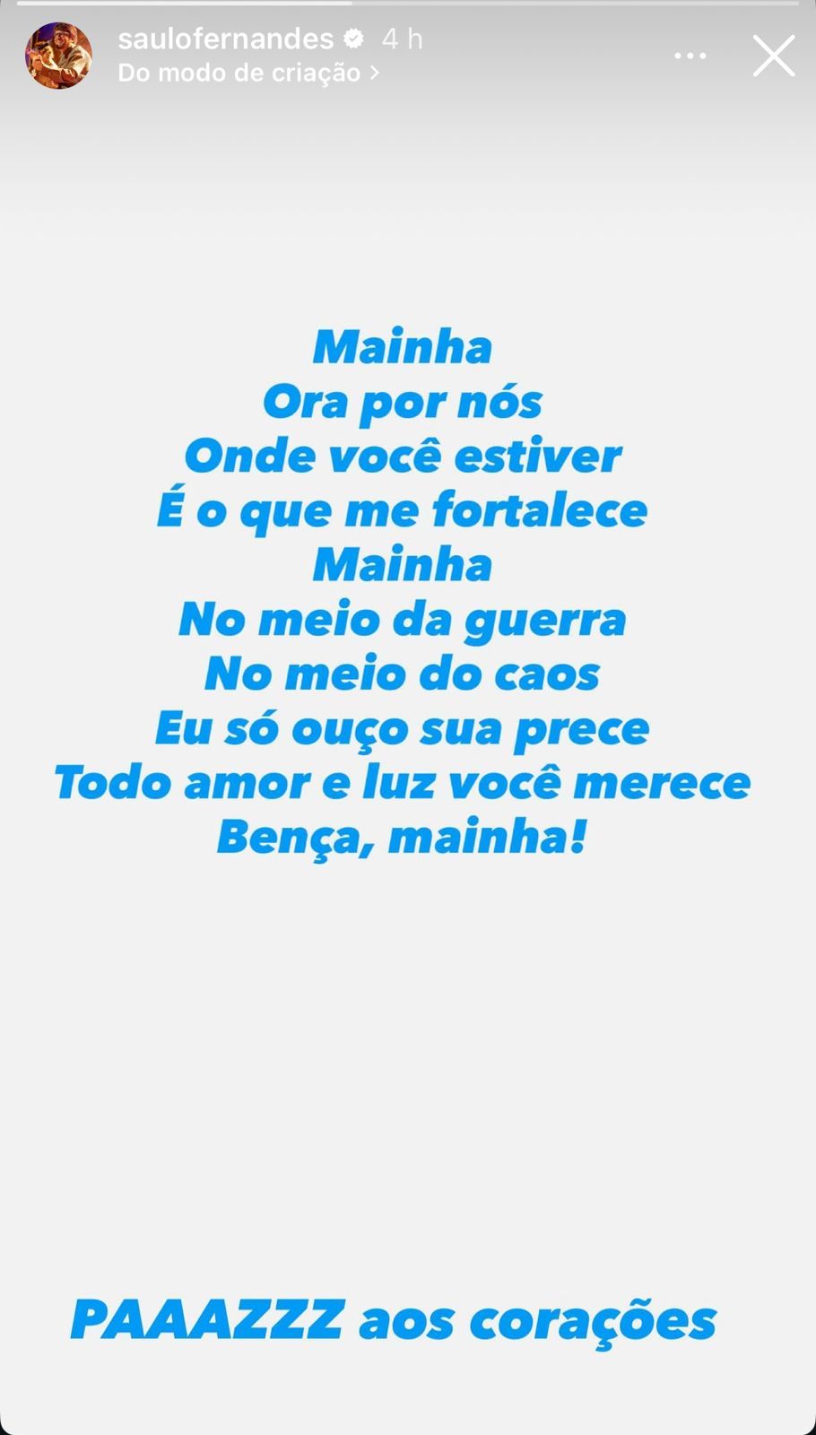 Saulo faz homenagem à mãe, Estela, que morreu neste mês | Foto: @saulofernandes/Instagram