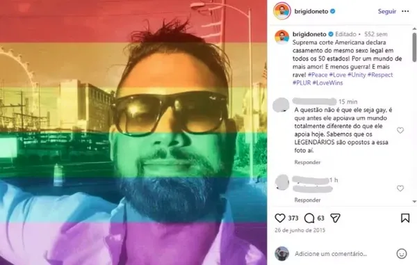 Uma publicação antiga de Brigido, do BBB 26, voltou a circular nas redes sociais e vem provocando boatos e especulações sobre a sexualidade dele. | Foto: Redes Sociais