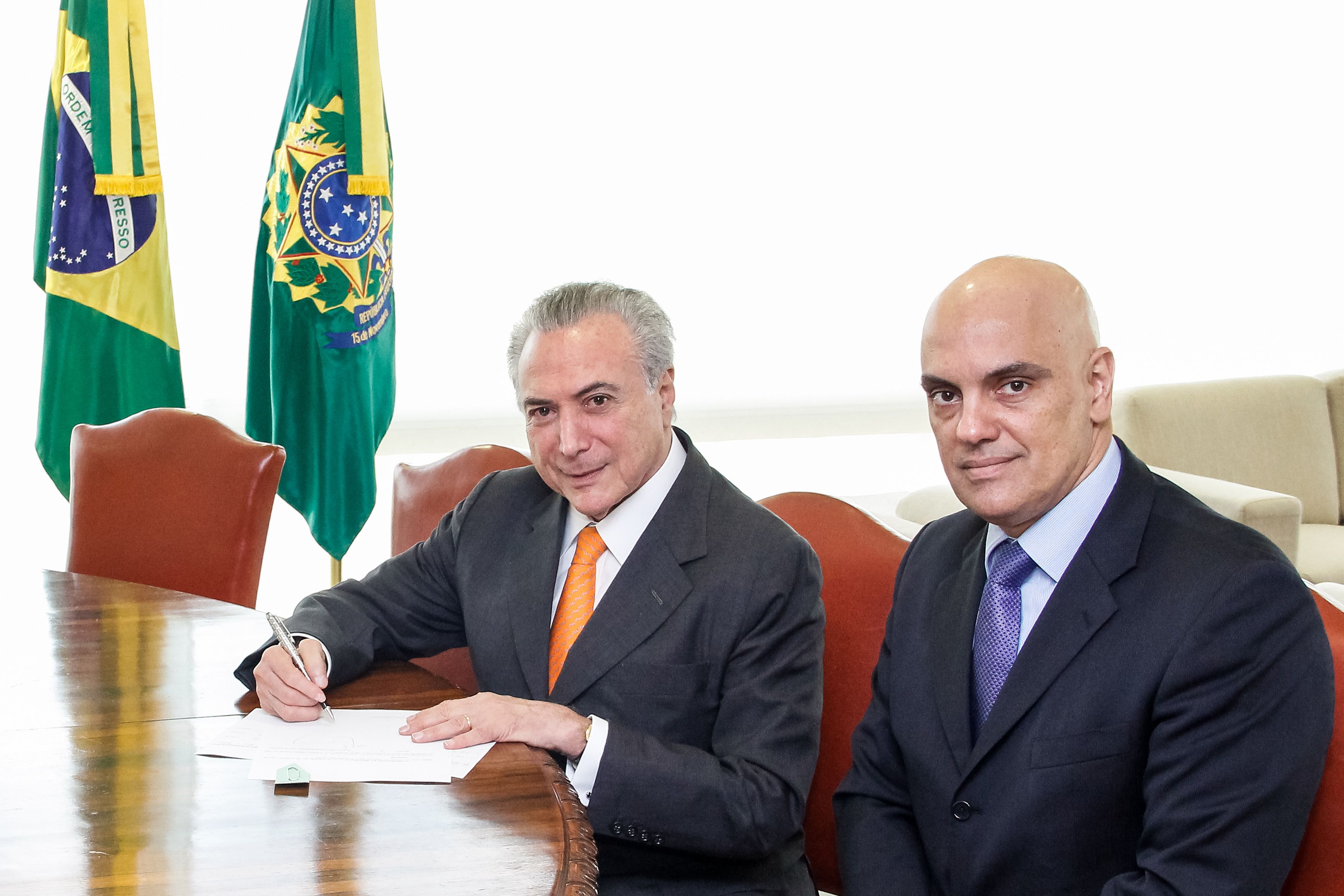 Em 2016, Alexandre de Moraes era ministro da Justiça de Michel Temer e recebia críticas do PT. | Foto: Valdenio Vieira/PR