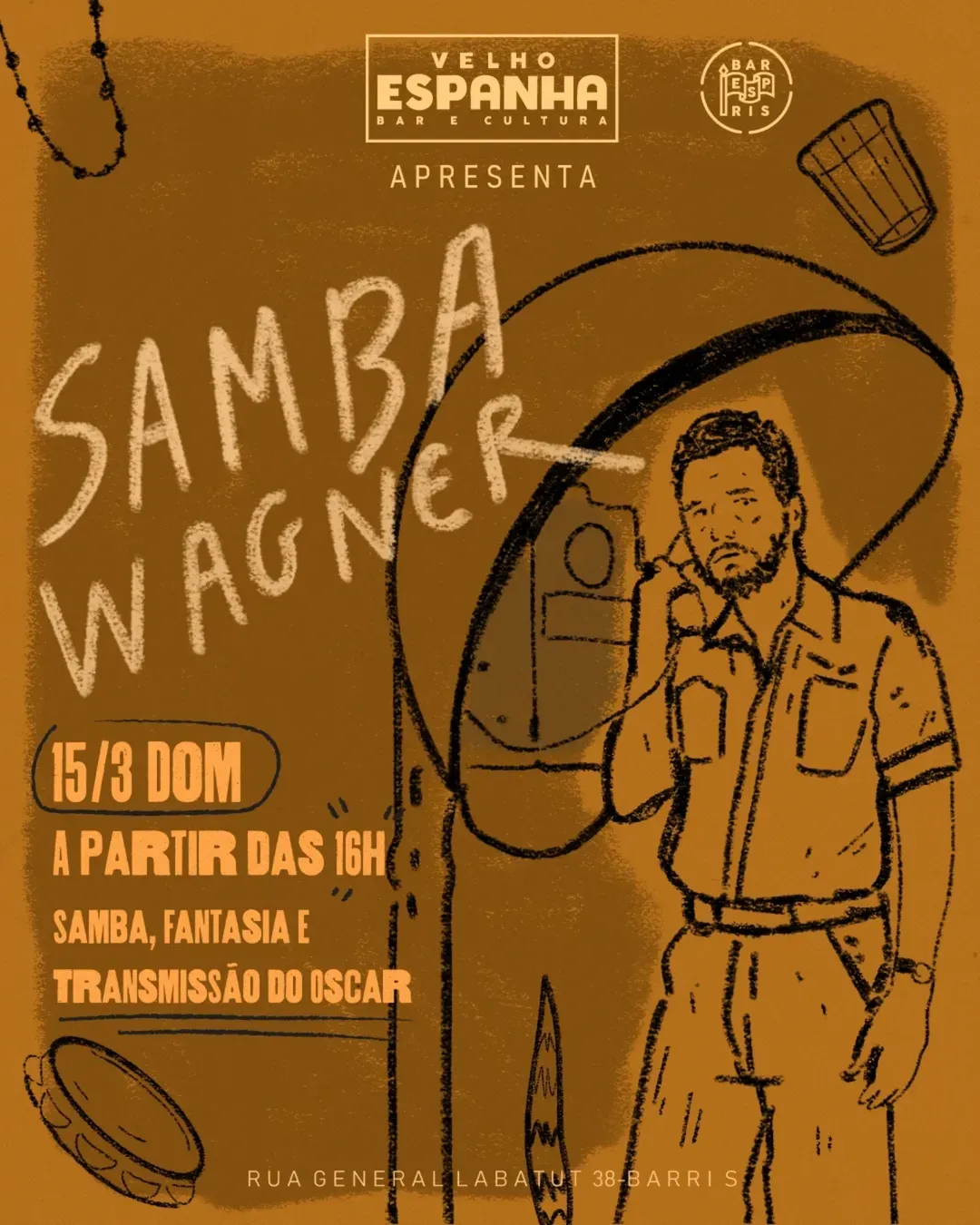 Já quem prefere um sambinha pode ir ao Velho Espanha Bar e Cultura, que apresenta o Samba Wagner. | Foto: Divulgação