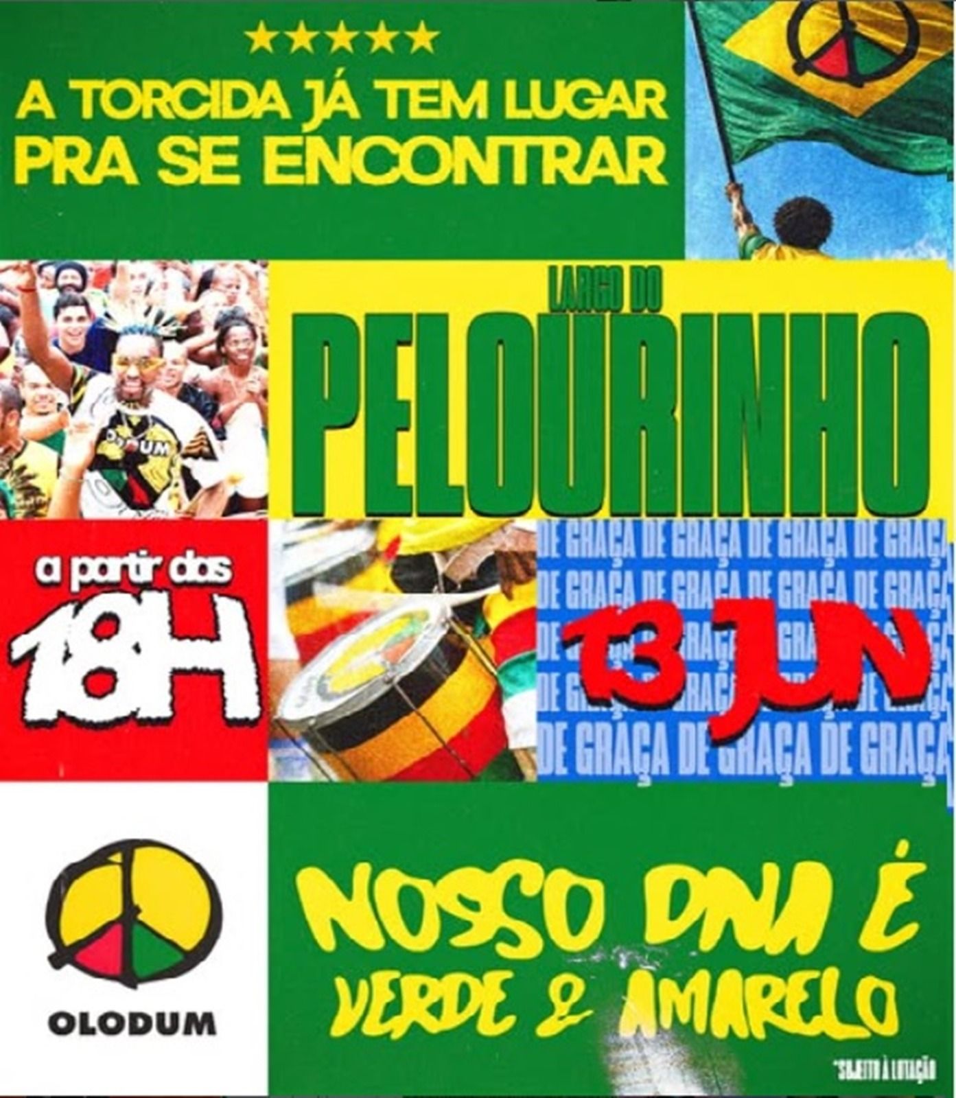 A primeira edi&ccedil;&atilde;o do Torcida Brasil Olodum de 2026 acontece no dia 13 de junho, a partir das 18h, no Largo do Pelourinho. | Foto: Divulga&ccedil;&atilde;o