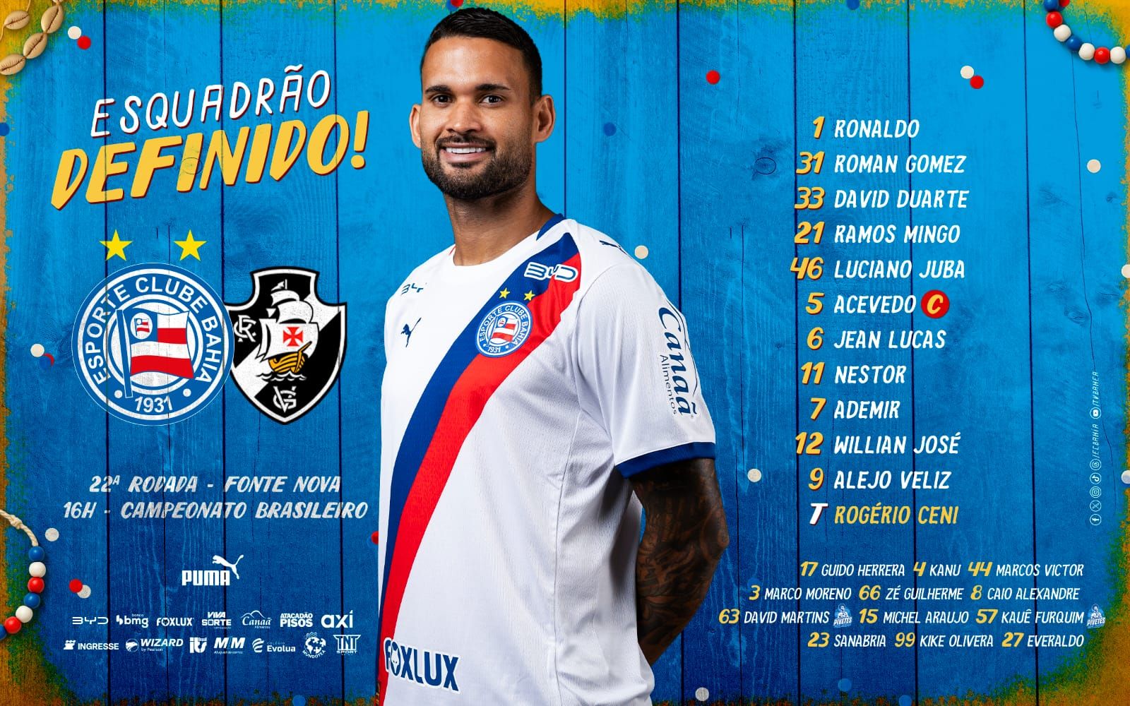 O t&eacute;cnico Rog&eacute;rio Ceni mant&eacute;m uma forma&ccedil;&atilde;o com tr&ecirc;s jogadores no meio-campo e tr&ecirc;s no ataque. | Foto: EC Bahia