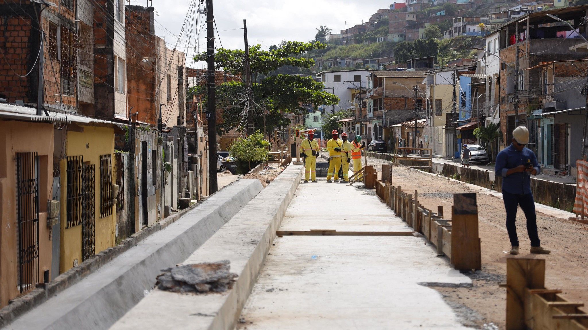 Obra do VLT de Salvador no Subúrbio Ferroviário | Foto: Matheus Landim/GOVBA