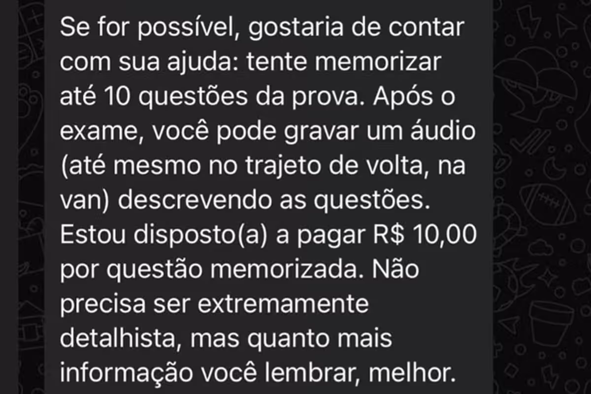 Edcley pagava R$ 10 por questão memorizada. Foto: Arquivo pessoal
