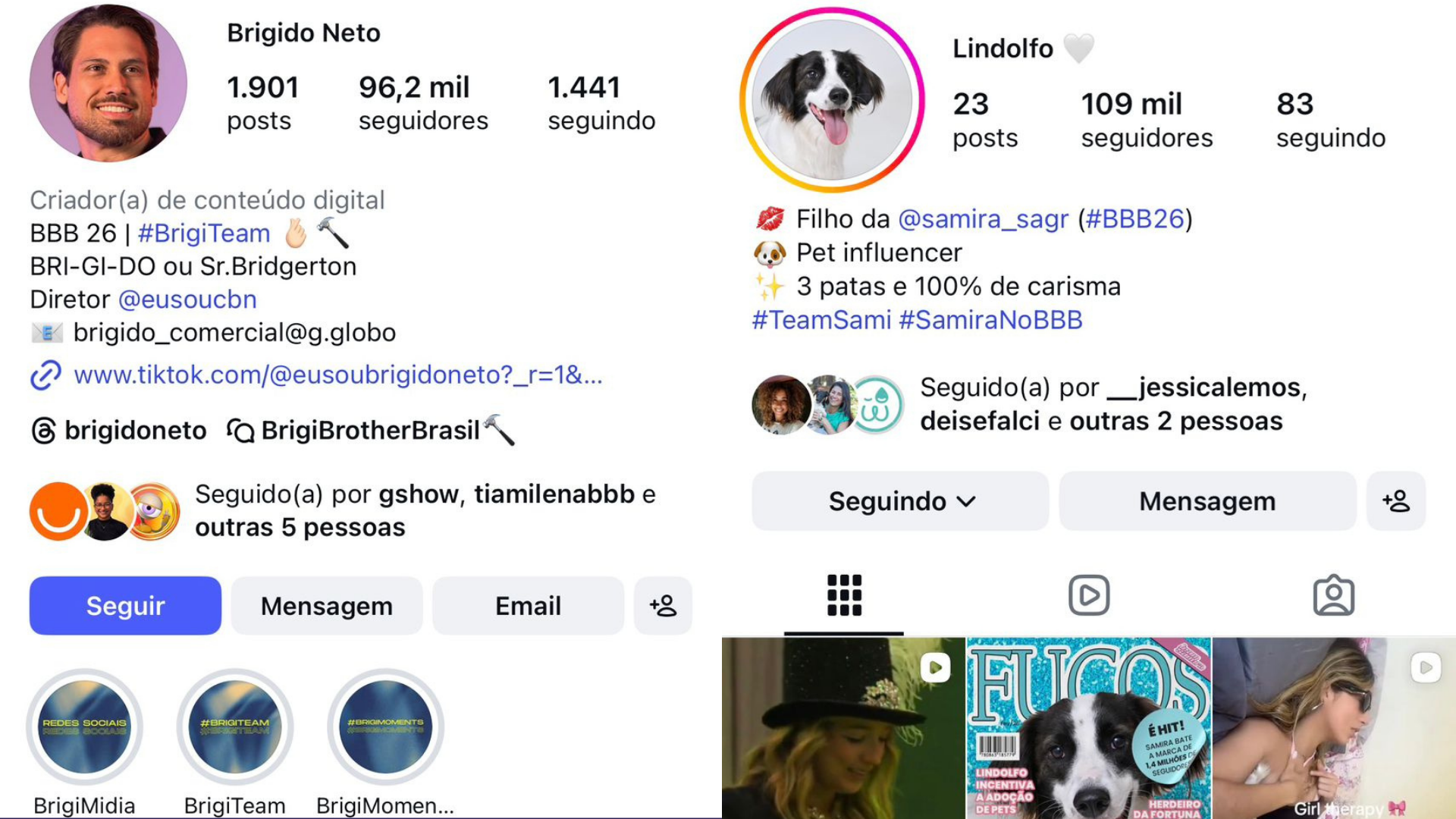 Lindolfo virou fen&ocirc;meno nas redes sociais e j&aacute; ultrapassou o n&uacute;mero de seguidores de Brigido, que participou do BBB 26. | Foto: Redes Sociais