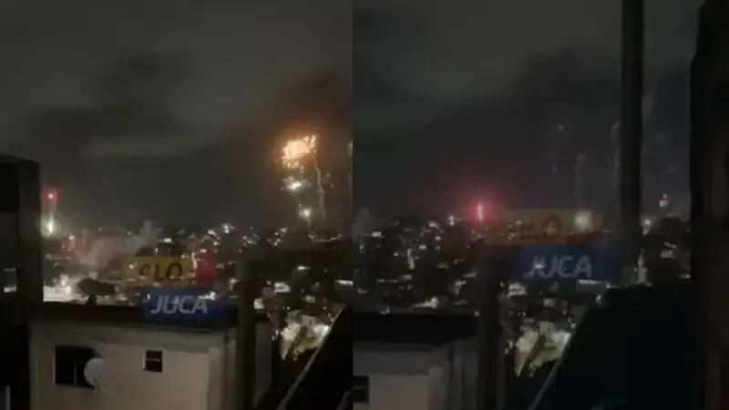 Moradores de diferentes bairros de Salvador registraram uma intensa queima de fogos na noite desta segunda-feira (31). | Foto: Al&ocirc; Juca