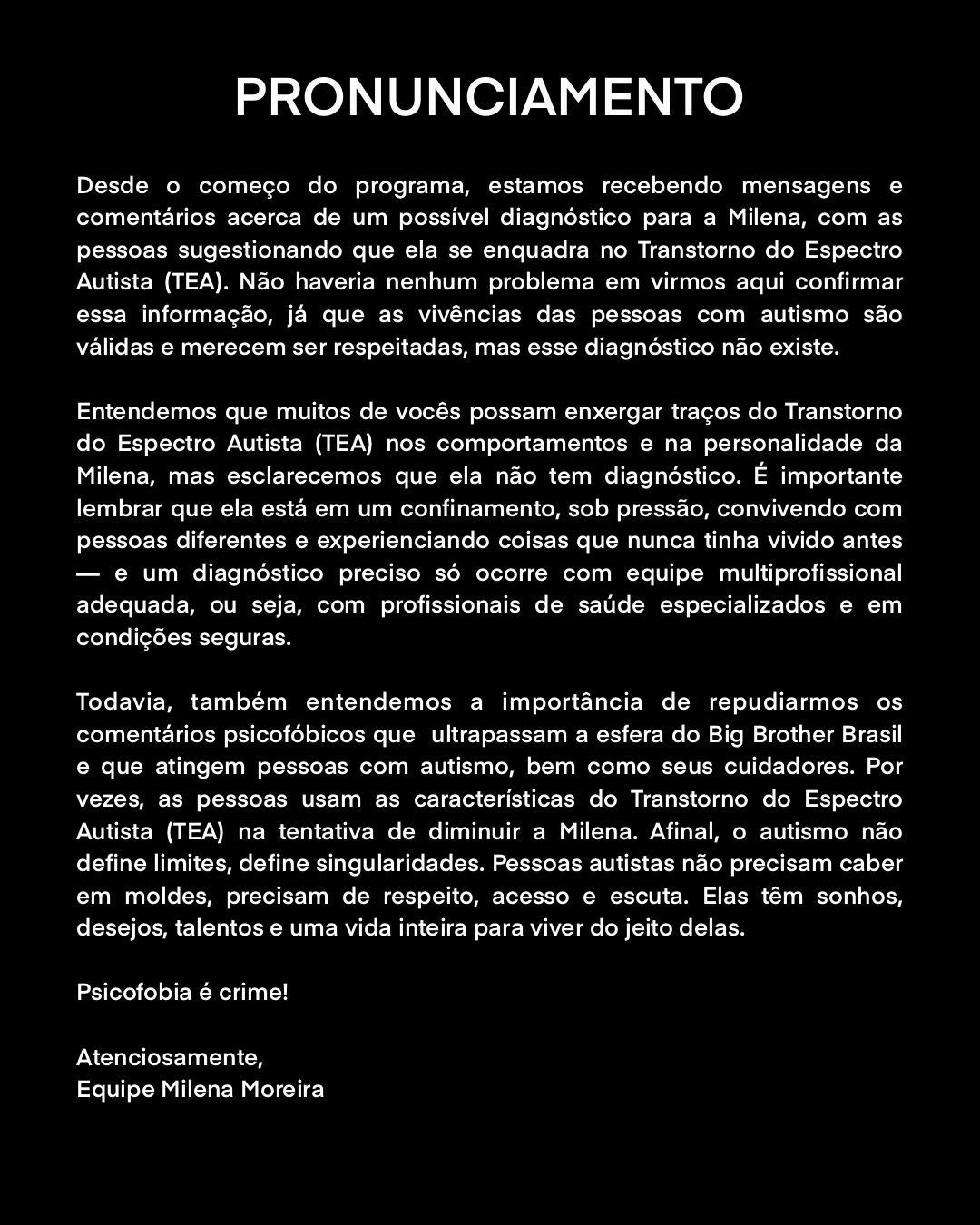 Em nota oficial divulgada nas redes sociais, a equipe negou a exist&ecirc;ncia do diagn&oacute;stico mencionado pelo p&uacute;blico. | oto: Redes Sociais