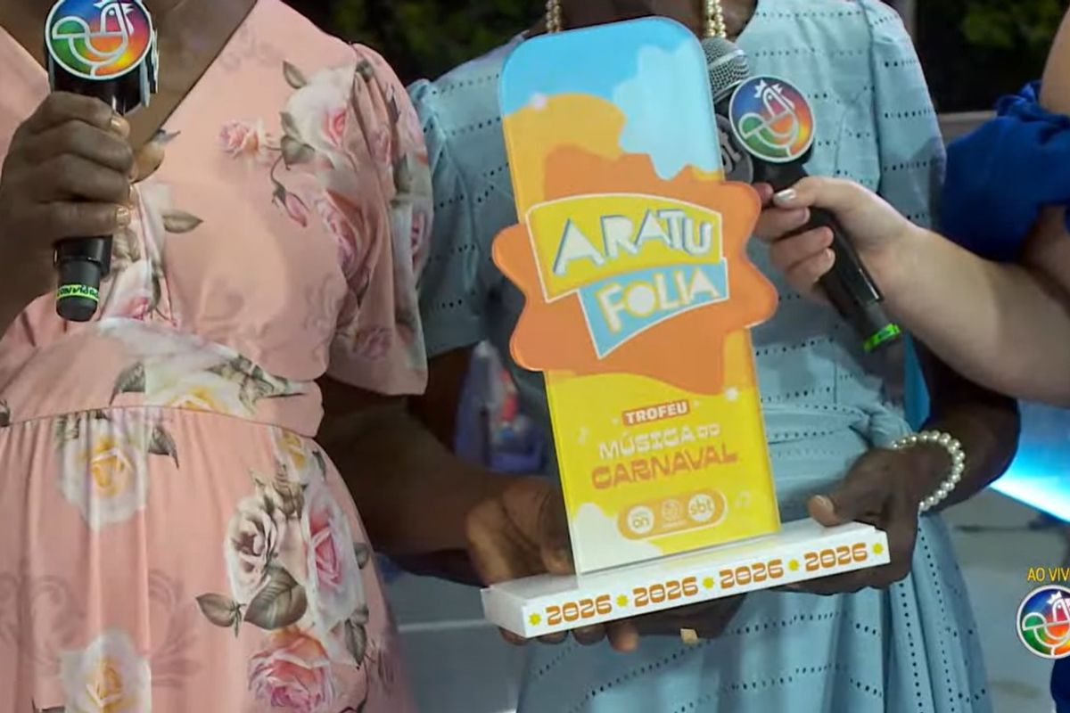 Troféu Aratu Folia. Foto: Reprodução / TV Aratu