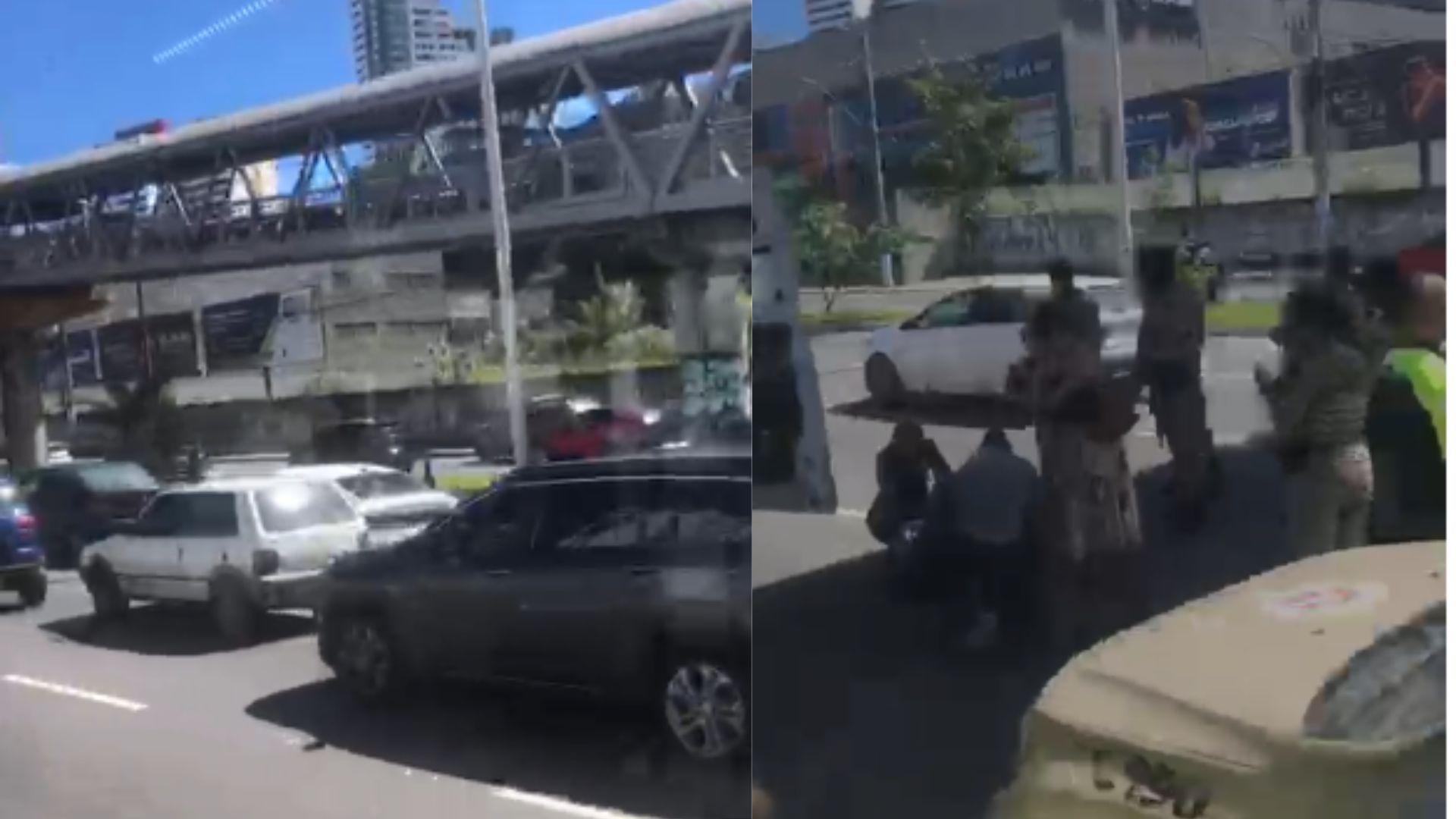 Um acidente no in&iacute;cio da tarde desta segunda-feira (27) deixou uma pessoa ferida e provocou engarrafamento em Salvador. | Foto: Redes Sociais/Portal Salvador FM
