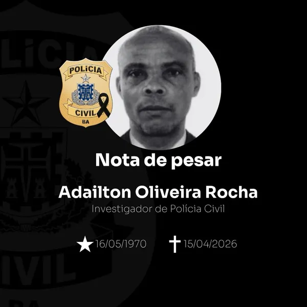 Em nota, a Pol&iacute;cia Civil lamentou a morte do investigador e destacou a trajet&oacute;ria profissional de Adailton. | Foto: Pol&iacute;cia Civil