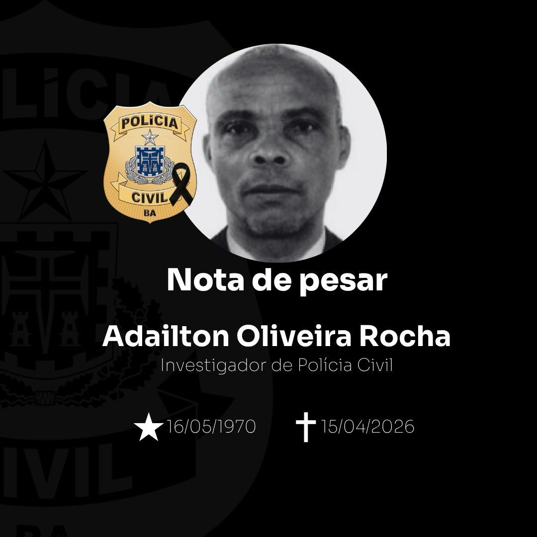 Em nota, a Polícia Civil lamentou a morte do investigador e destacou a trajetória profissional de Adailton. | Foto: Polícia Civil