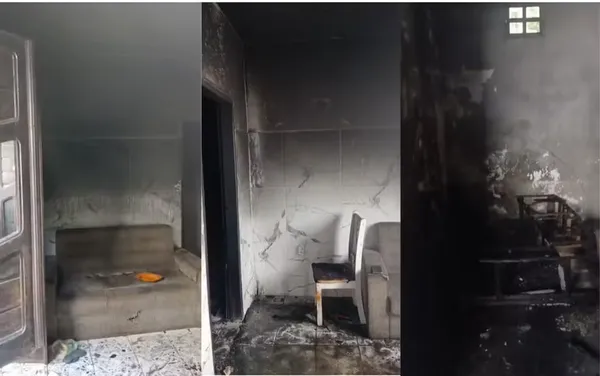 Após o incêndio ser controlado, os bombeiros localizaram os corpos das três crianças dentro da residência. | Foto: Redes Sociais