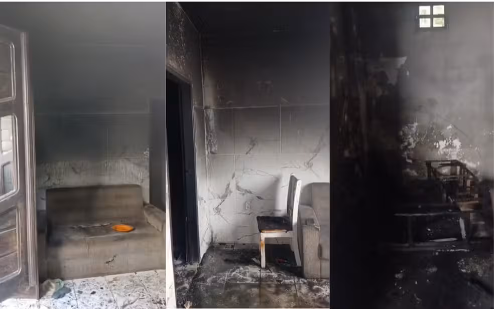 Ap&oacute;s o inc&ecirc;ndio ser controlado, os bombeiros localizaram os corpos das tr&ecirc;s crian&ccedil;as dentro da resid&ecirc;ncia. | Foto: Redes Sociais