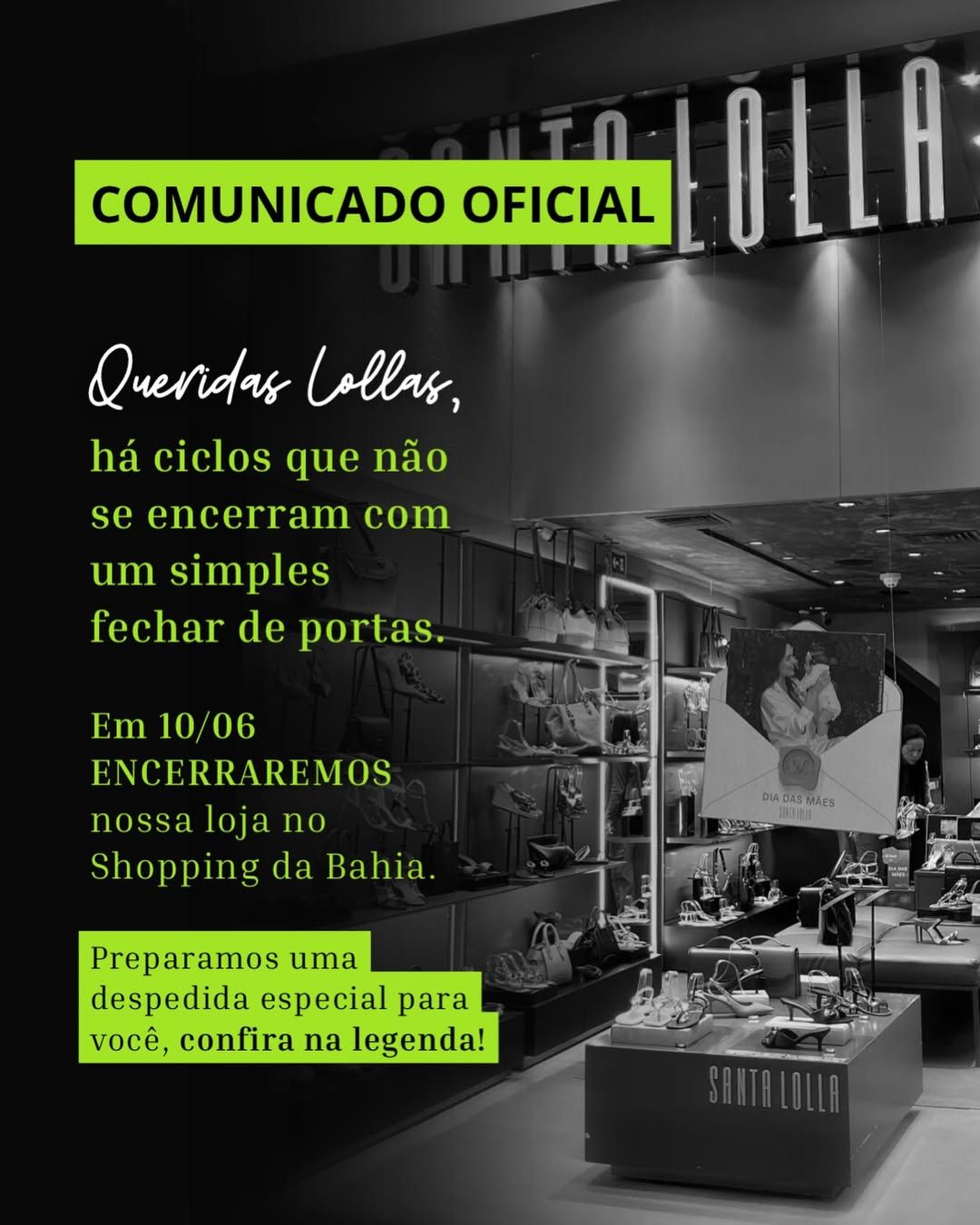 Segundo o comunicado, a partir desta segunda-feira (1&ordm;), a loja iniciou uma liquida&ccedil;&atilde;o. | Foto: Redes Sociais
