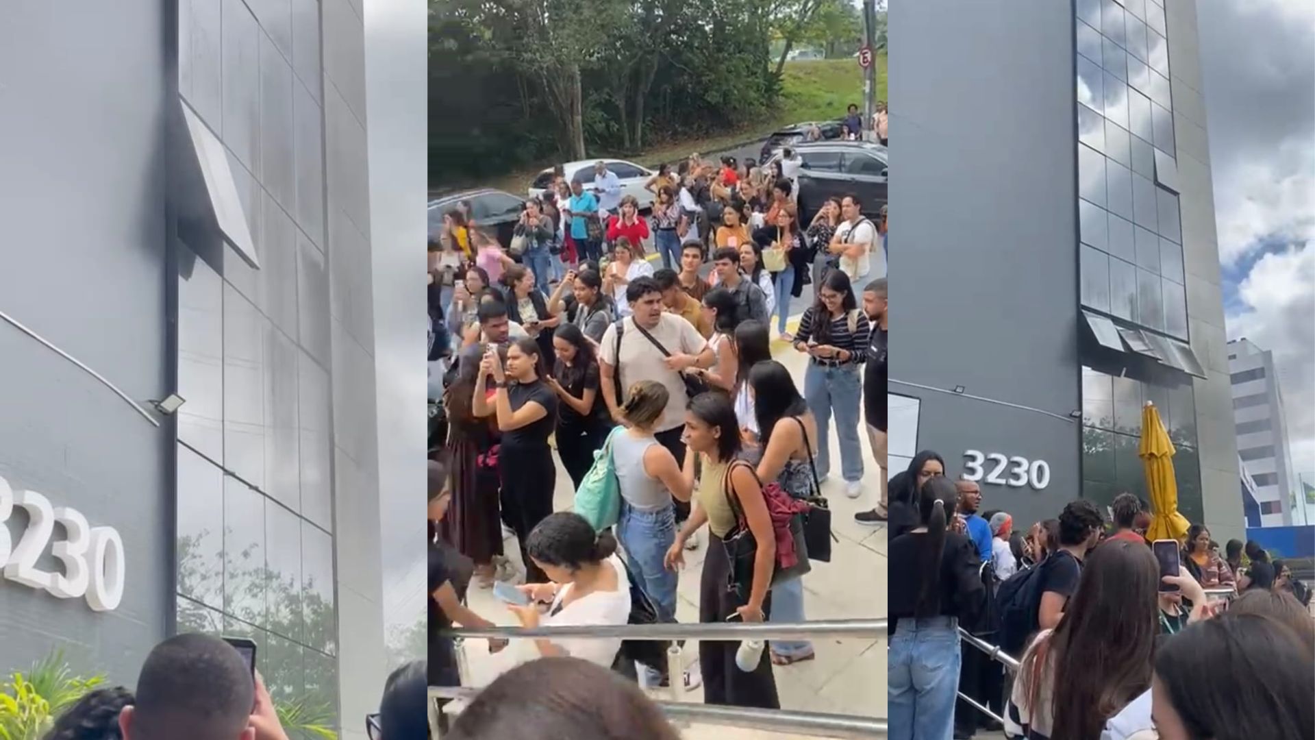 Alunos reunídos na área externa da faculdade de medicina Zarns, em Salvador. Foto: Reprodução / Redes sociais