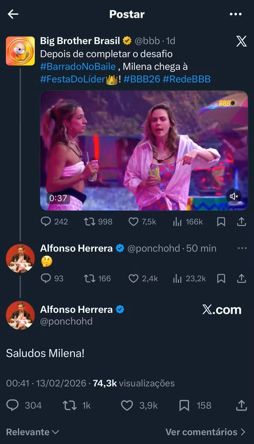 N&atilde;o &eacute; a primeira vez que o artista se manifesta sobre a participante. | Foto: Redes Sociais