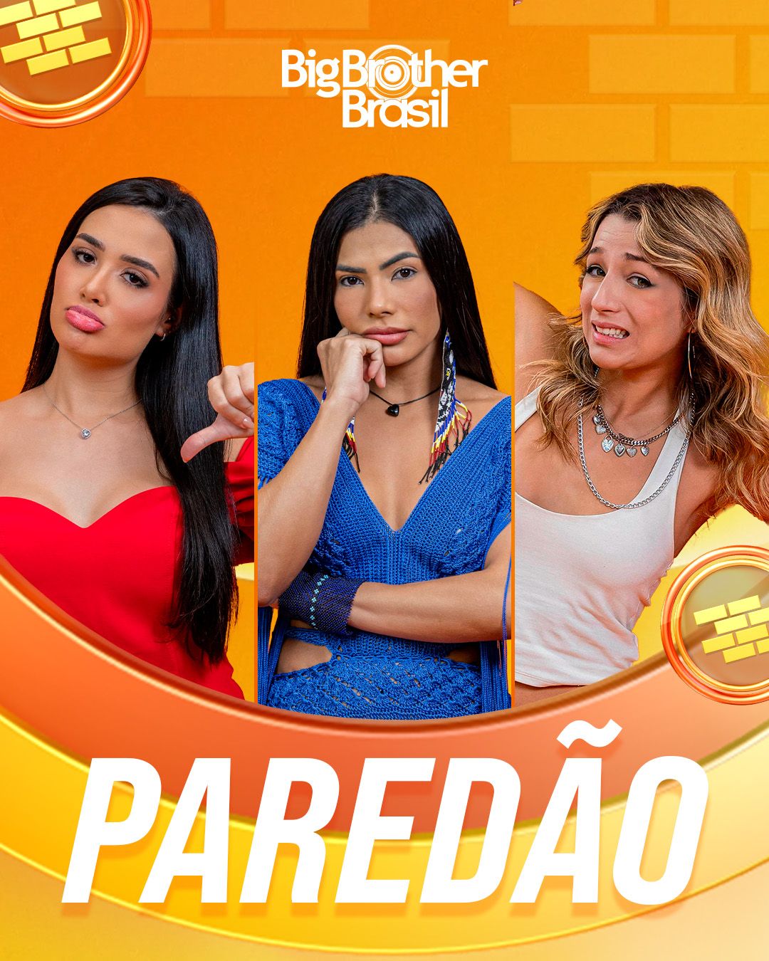 Jordana, Marciele e Samira disputam a permanência no BBB 26, e uma delas deixará a casa ainda hoje. | Foto: Gshow