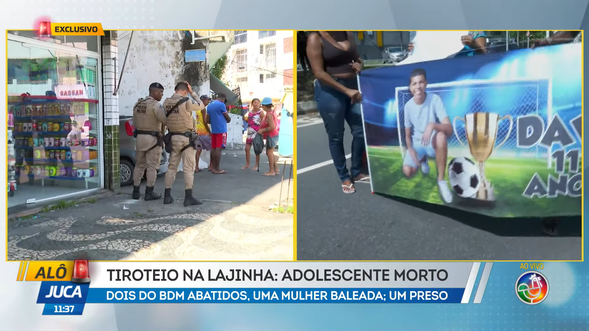 A via foi parcialmente interditada e houve registro de outra manifesta&ccedil;&atilde;o em um ponto mais alto do bairro. | Foto: Reprodu&ccedil;&atilde;o/TV Aratu