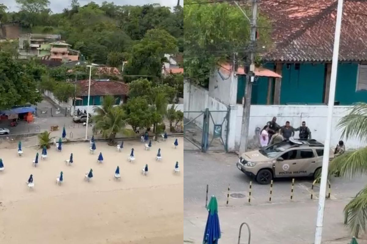 A&ccedil;&atilde;o a&eacute;rea PM prende foragido por tr&aacute;fico na praia de S&atilde;o tom&eacute; de Paripe, em Salvador. Foto: Reprodu&ccedil;&atilde;o / GRAER