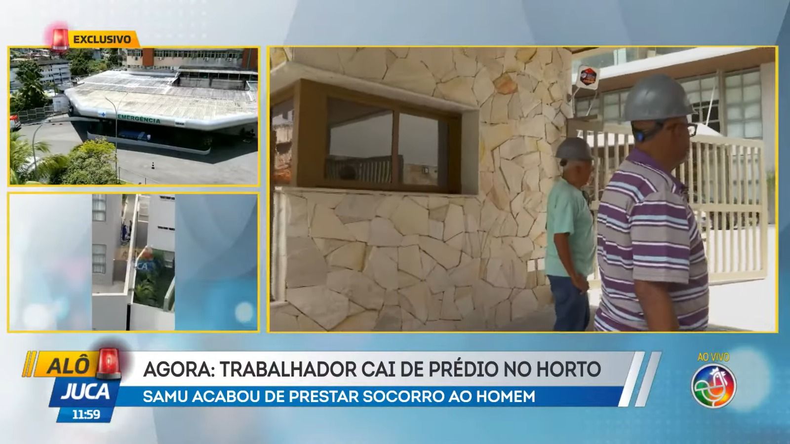 O trabalhador encaminhado a uma unidade de saúde de porte médio, mas estado de saúde dele não foi divulgado. | Foto: Reprodução/TV Aratu