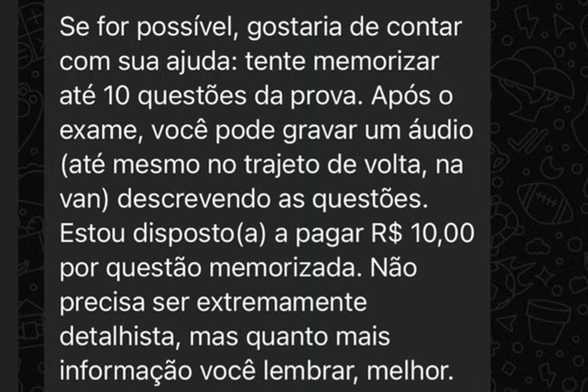Edcley pagava R$ 10 por questão memorizada. Foto: Arquivo pessoal