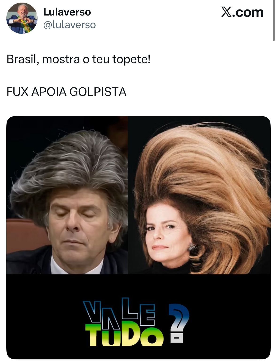 Luiz Fux é comparado a Odete Roitman, da novela Vale Tudo. | Foto: Redes Sociais